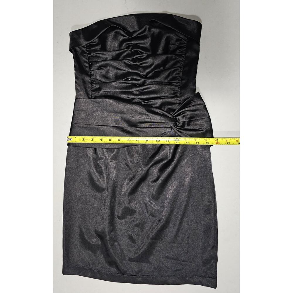Jessica McClintock Black Strapless Satin Cocktail Dress Women Size 6 Mini Party